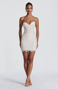 Loretta Mini Dress – Ivory Embellishment