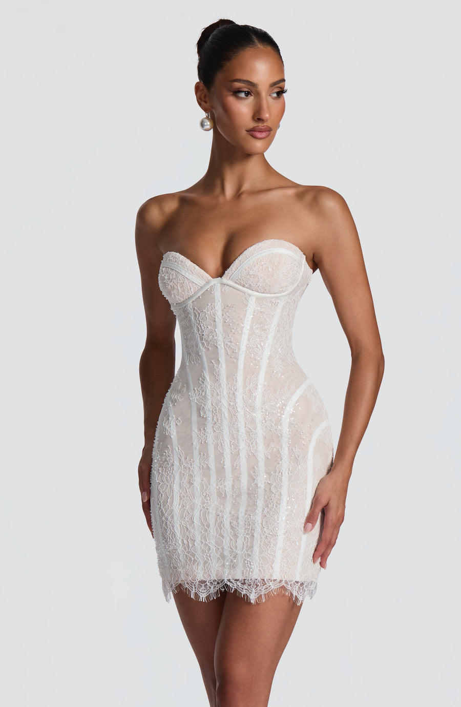 Loretta Mini Dress – Ivory Embellishment