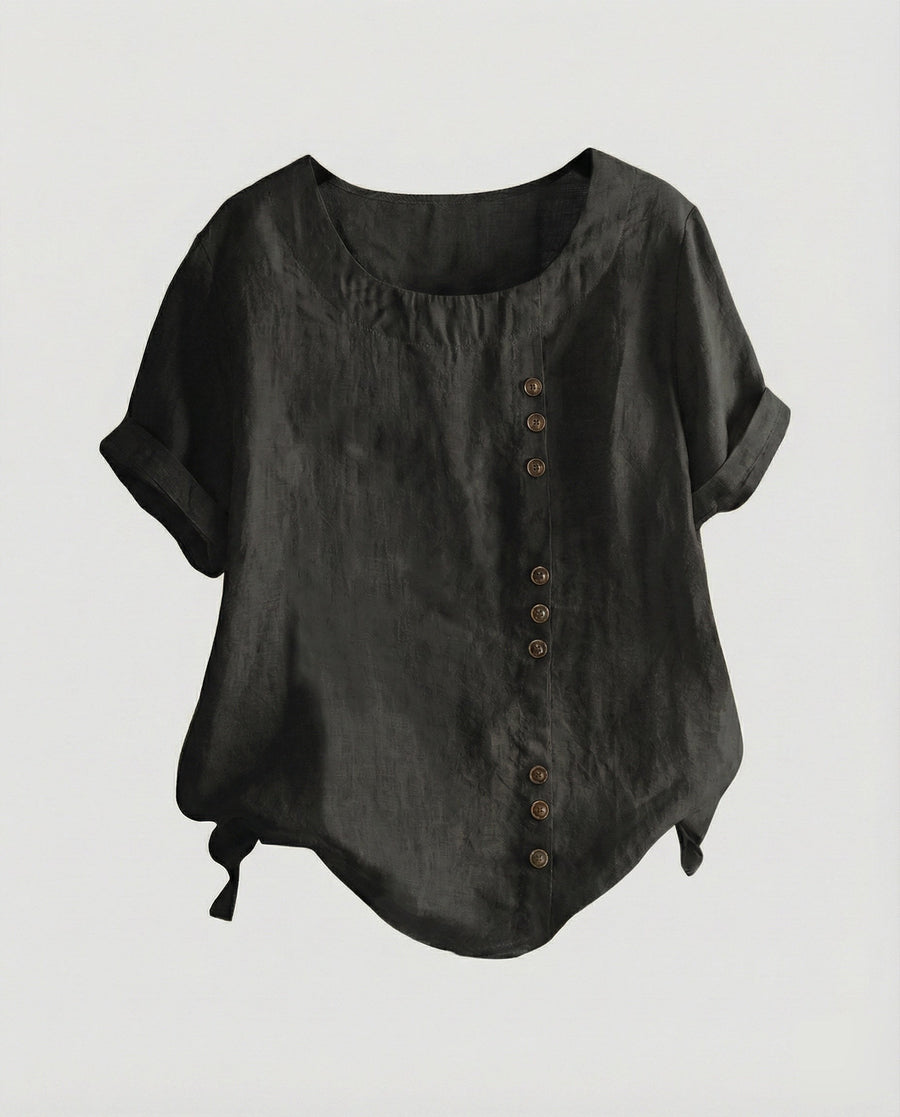 Sibylle Blouse with Short Sleeve in Black