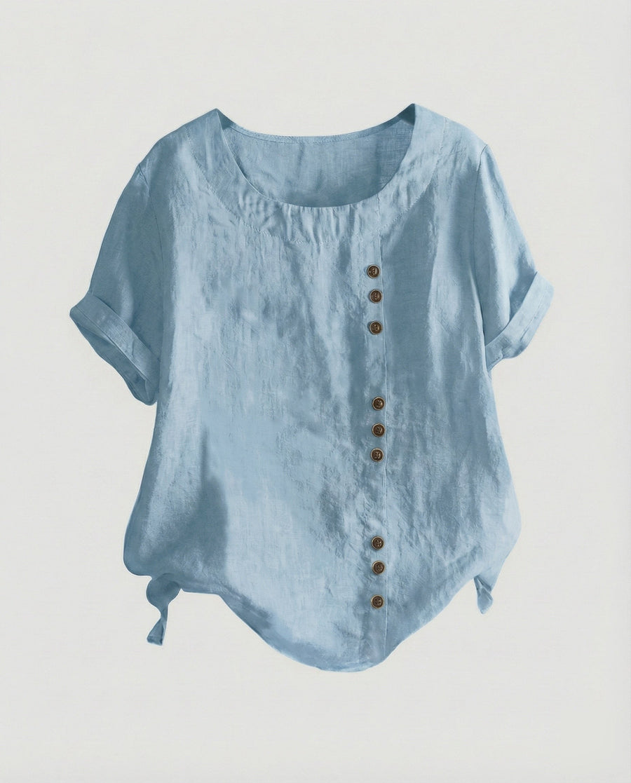 Sibylle Blouse with Short Sleeve in Blue