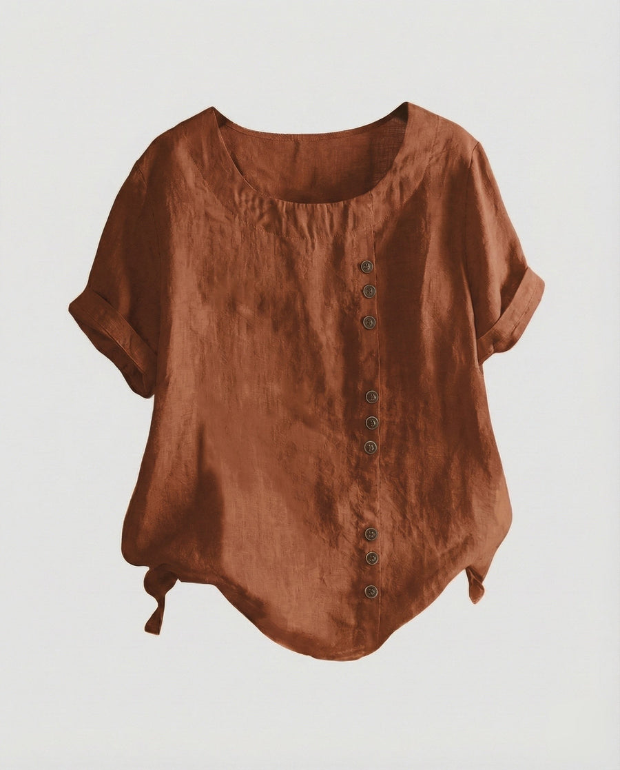 Sibylle Blouse with Short Sleeve in Brown