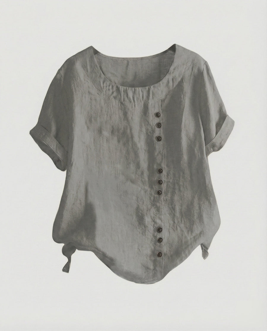 Sibylle Blouse with Short Sleeve in Dark Grey