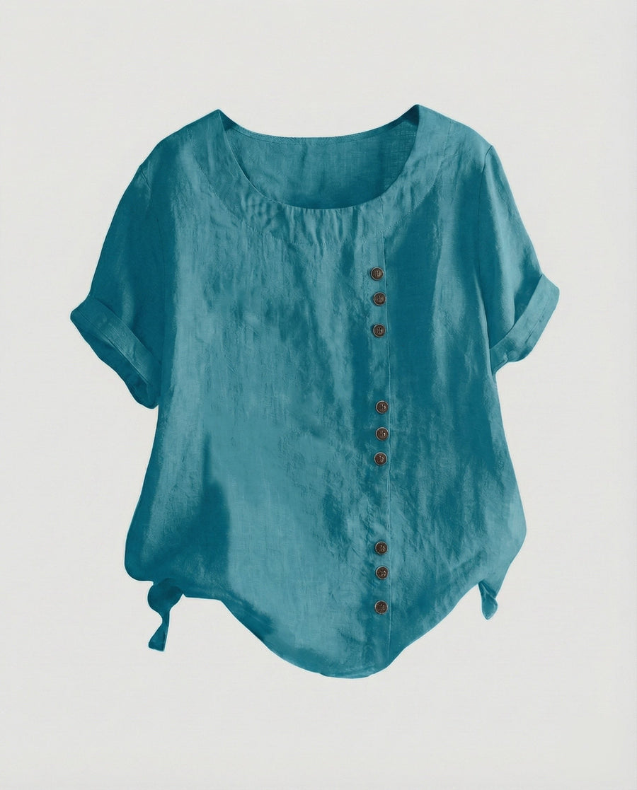Sibylle Blouse with Short Sleeve in Green