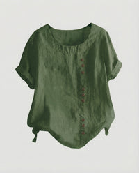 Sibylle Blouse with Short Sleeve in Olive Green