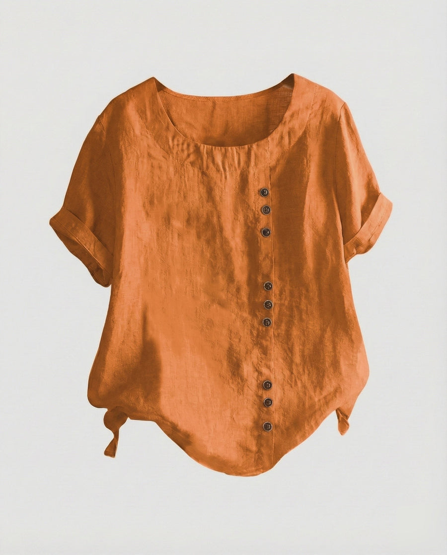 Sibylle Blouse with Short Sleeve in Orange