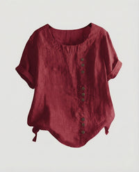 Sibylle Blouse with Short Sleeve in Wine Red