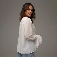 Sibylle Lightweight Chiffon Blouse with Ruffles