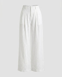 Sibylle Linen Trousers with Side Pockets and Pockets in White