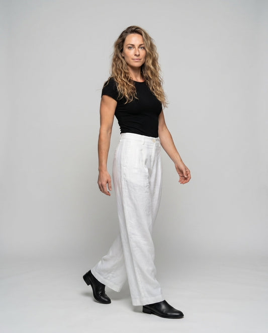 Sibylle Linen Trousers with Side Pockets and Pockets