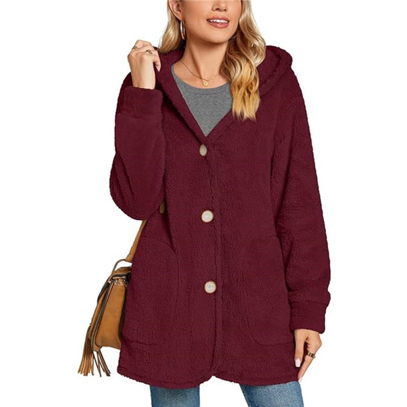 Sibylle Vest with Hood in Wine Red