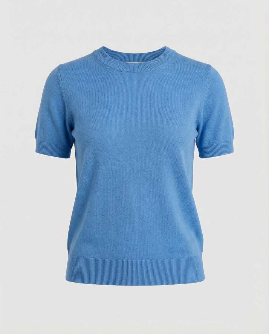 Sidonie Knit Sweater with Short Sleeve in Blue