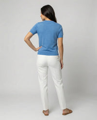 Sidonie Knit Sweater with Short Sleeve in Blue