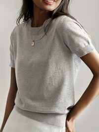 Sidonie Knit Sweater with Short Sleeve in Blue