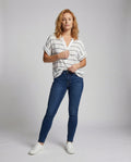 Sidonie Linen Blend Blouse with V-Neck