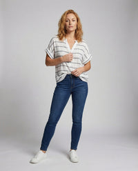 Sidonie Linen Blend Blouse with V-Neck