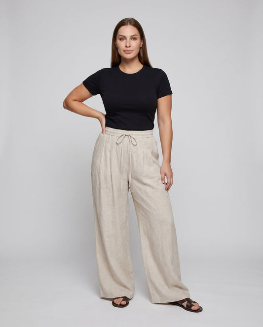 Sidonie Linen Trousers with Drawstring Waist and Side Pockets