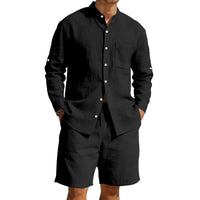 Siem Linen Shirt with Stand Collar