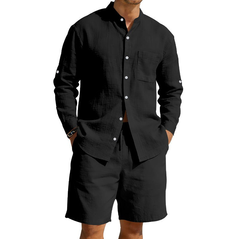 Siem Linen Shirt with Stand Collar