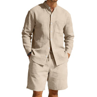 Siem Linen Shirt with Stand Collar