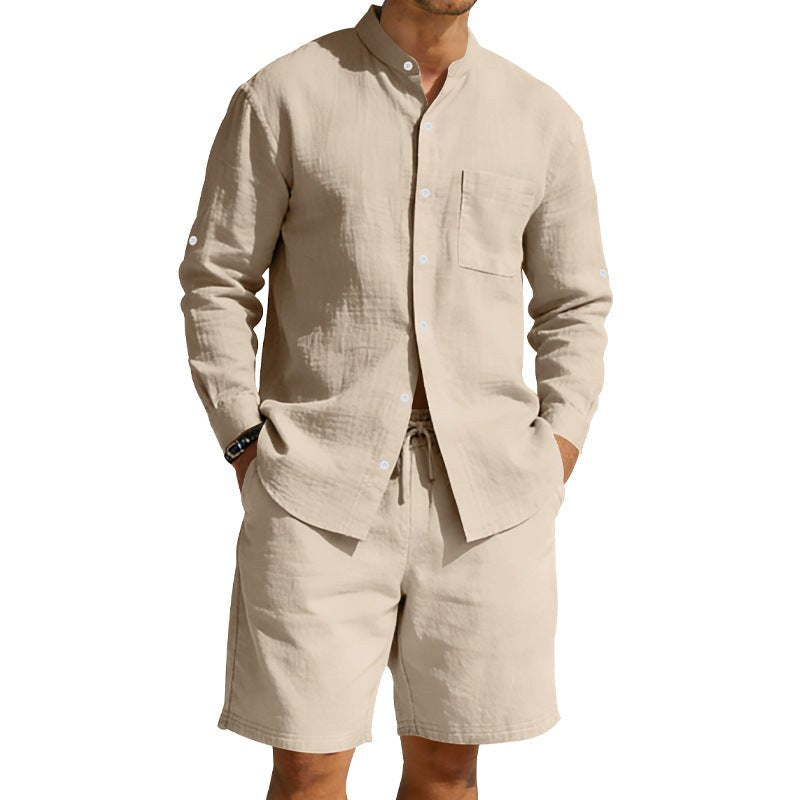 Siem Linen Shirt with Stand Collar