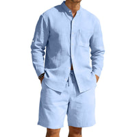 Siem Linen Shirt with Stand Collar