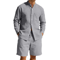 Siem Linen Shirt with Stand Collar