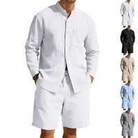 Siem Linen Shirt with Stand Collar