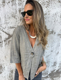 Sienna Lightweight Linen Blazer in Light Grey