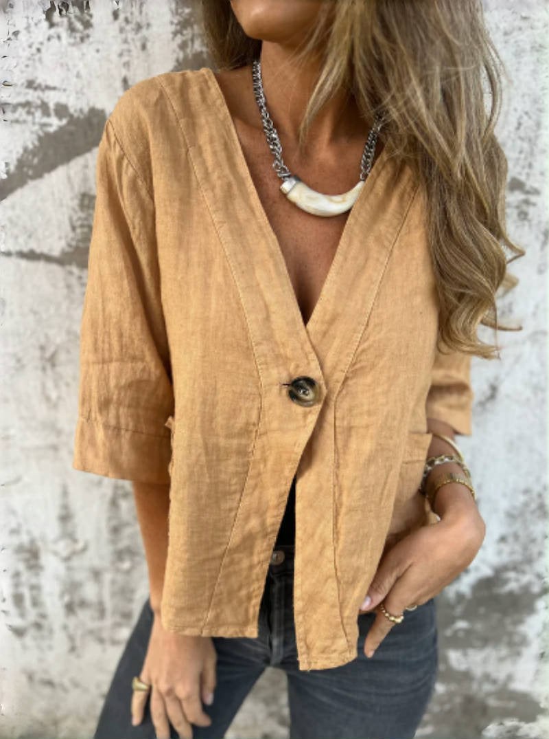 Sienna Lightweight Linen Blazer in Orange