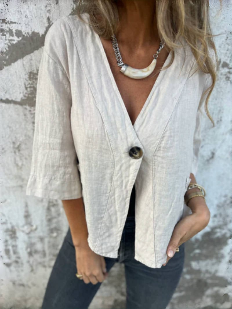 Sienna Lightweight Linen Blazer in Reismeis