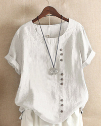 Sienna | Casual Linen Button-Front Tunic Top