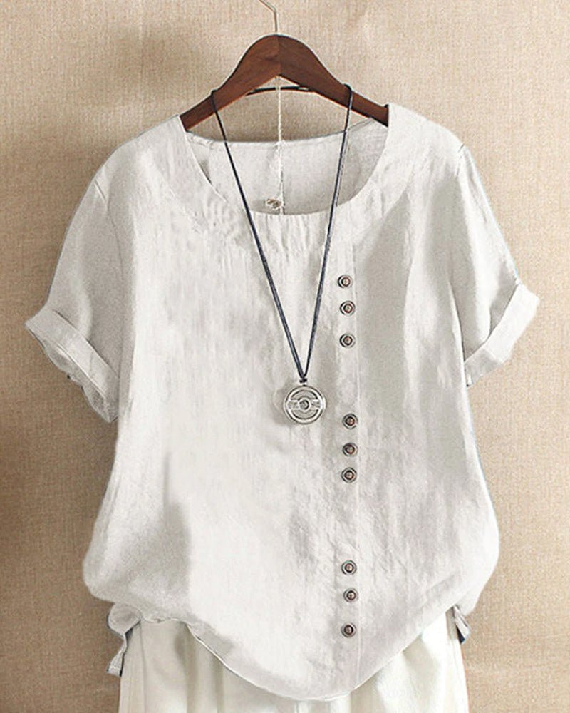 Sienna | Casual Linen Button-Front Tunic Top