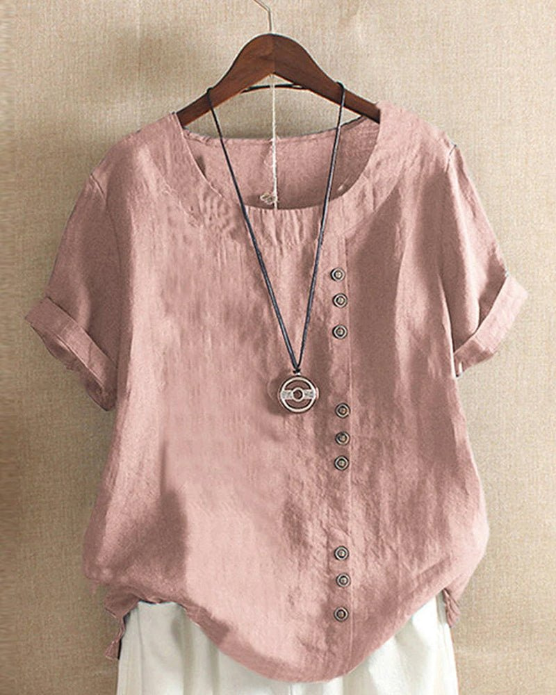 Sienna | Casual Linen Button-Front Tunic Top