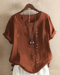 Sienna | Casual Linen Button-Front Tunic Top