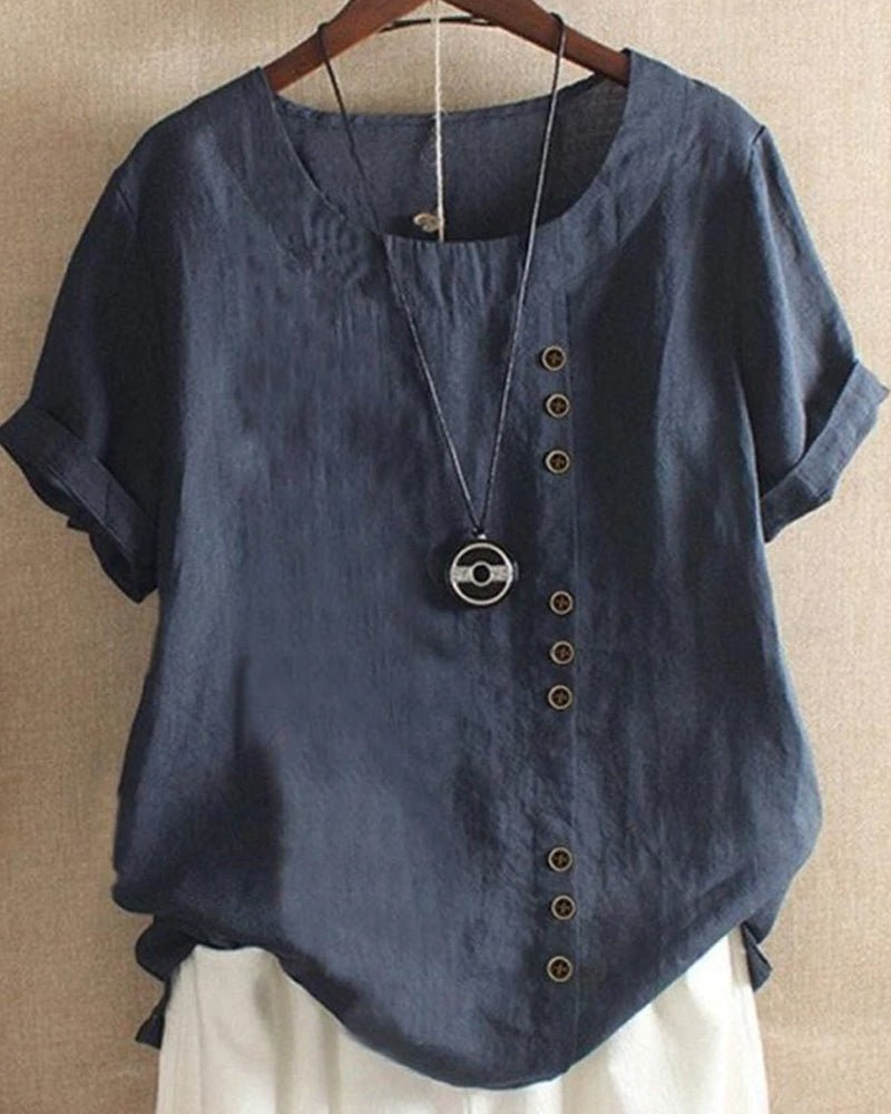 Sienna | Casual Linen Button-Front Tunic Top