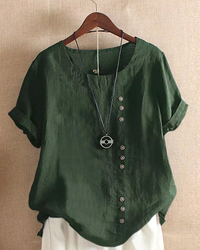 Sienna | Casual Linen Button-Front Tunic Top