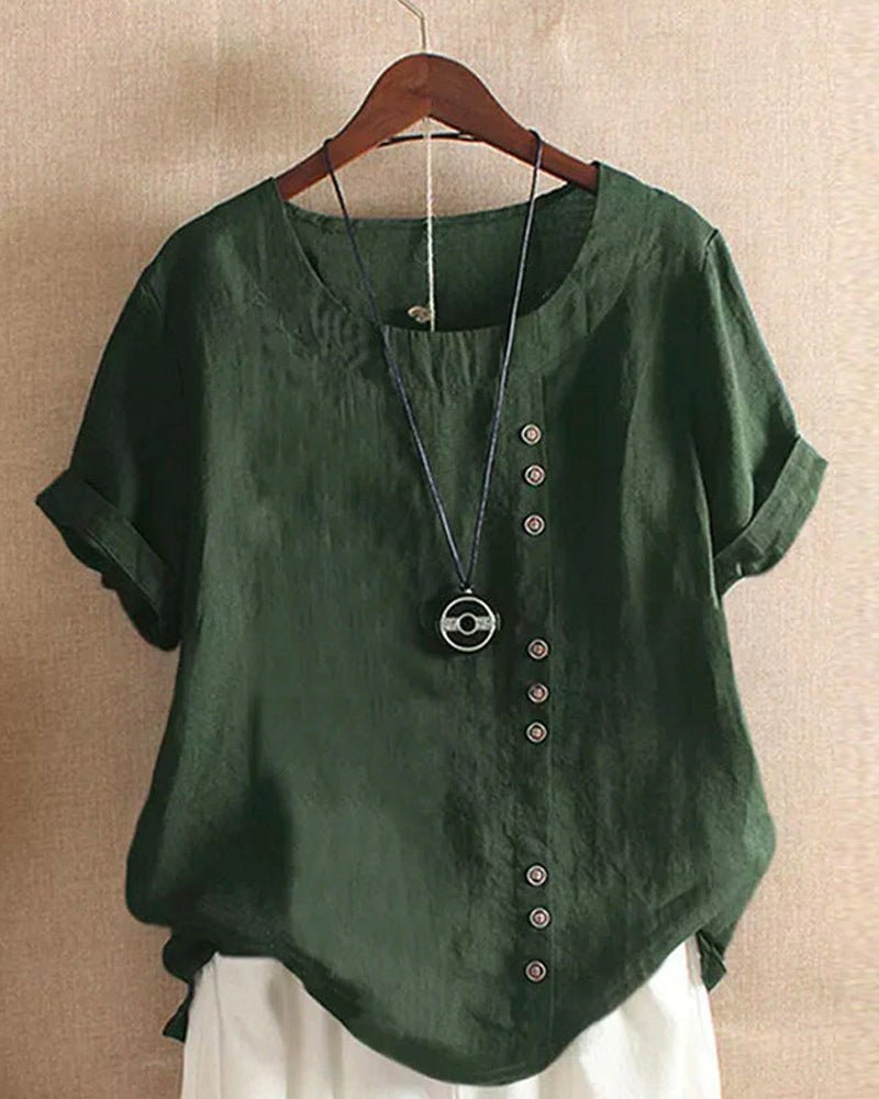 Sienna | Casual Linen Button-Front Tunic Top