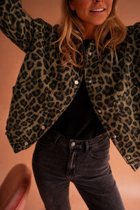 Sienna Women's Leopard Print Button Front Jacket in Brown