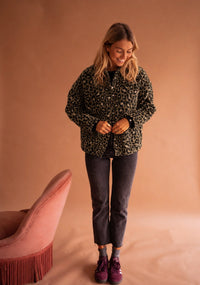 Sienna Women's Leopard Print Button Front Jacket in Brown