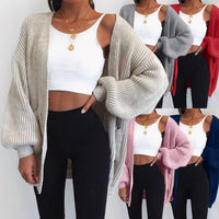 Sigrid Casual Knit Cardigan with Puff Sleeve