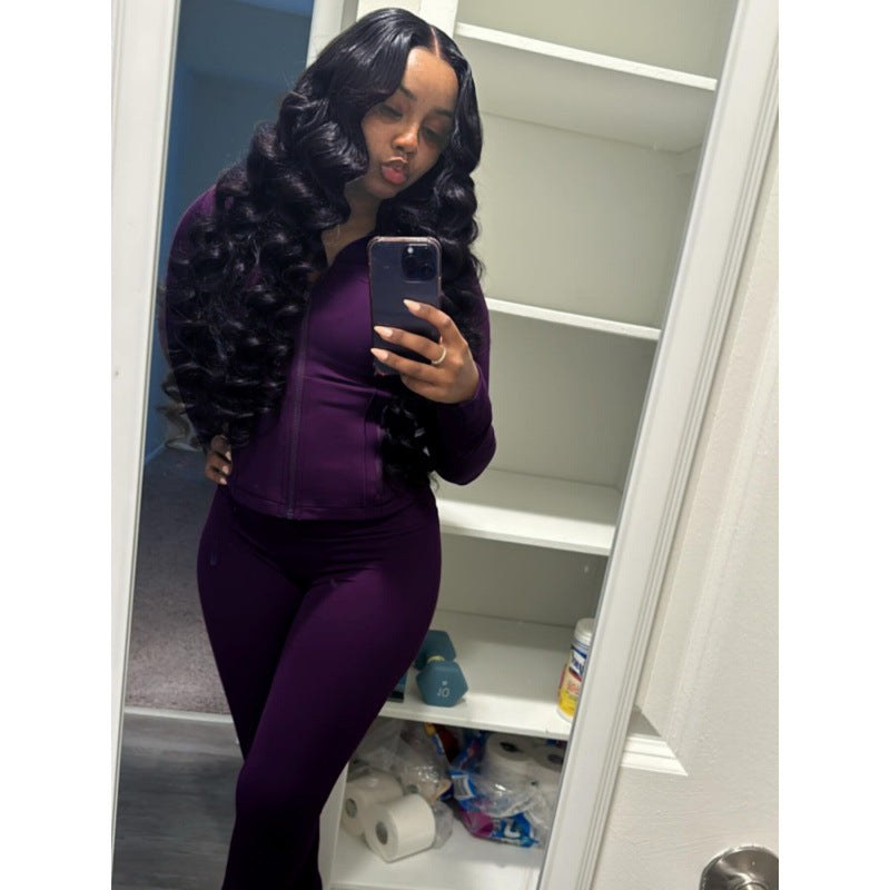 Sigrid Jumpsuit with Zip Front in Purple