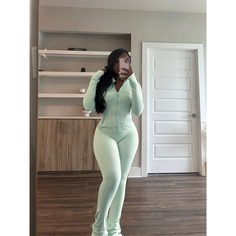 Sigrid Jumpsuit with Zip Front in Sky Blue