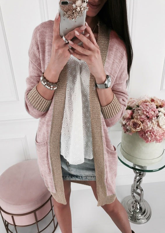 Sigrid Knit Cardigan with Long Sleeve in Pink