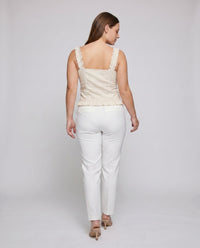 Sigrid Linen Blend Camisole with Button Front and Ruffles