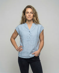 Sigrid Linen Blouse with Sleeveless