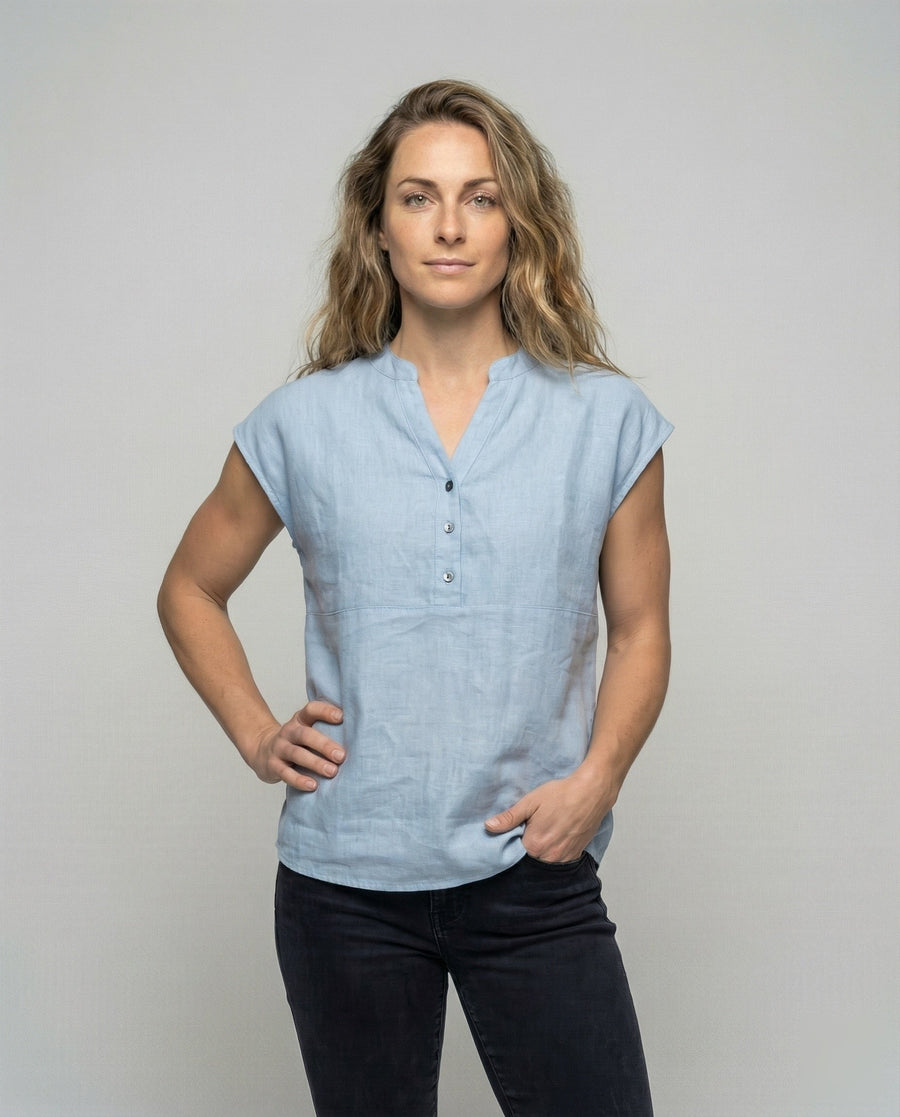 Sigrid Linen Blouse with Sleeveless
