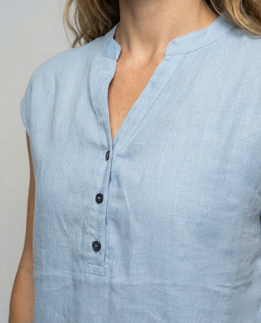 Sigrid Linen Blouse with Sleeveless