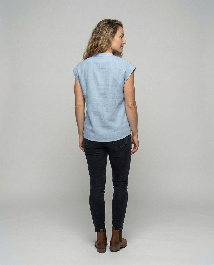 Sigrid Linen Blouse with Sleeveless