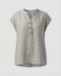 Sigrid Linen Blouse with Sleeveless in Grey