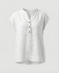Sigrid Linen Blouse with Sleeveless in White
